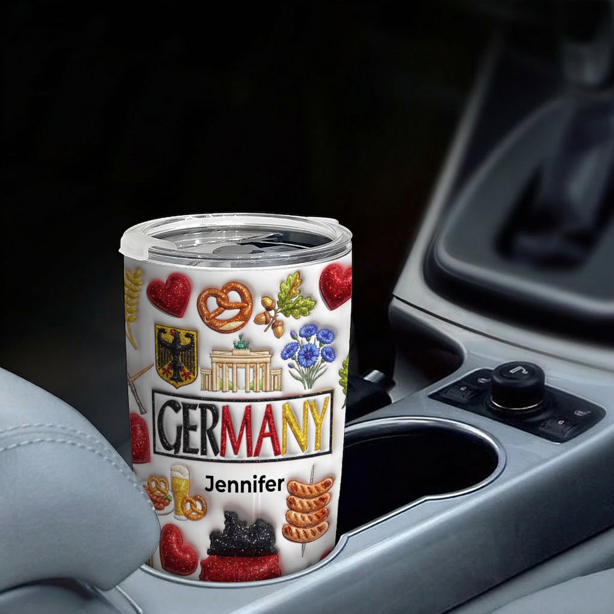 Custom Germany Tumbler With Your Name With Glitter Effect Print