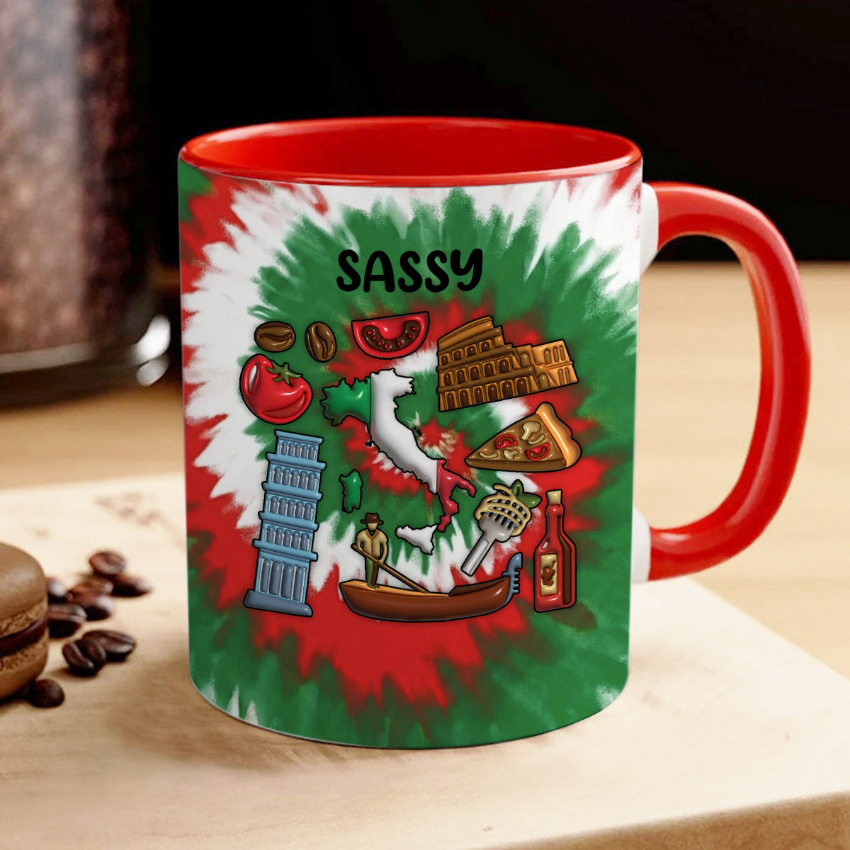 Customized Italy Coffee Mug Cup With Tie Dye Effect