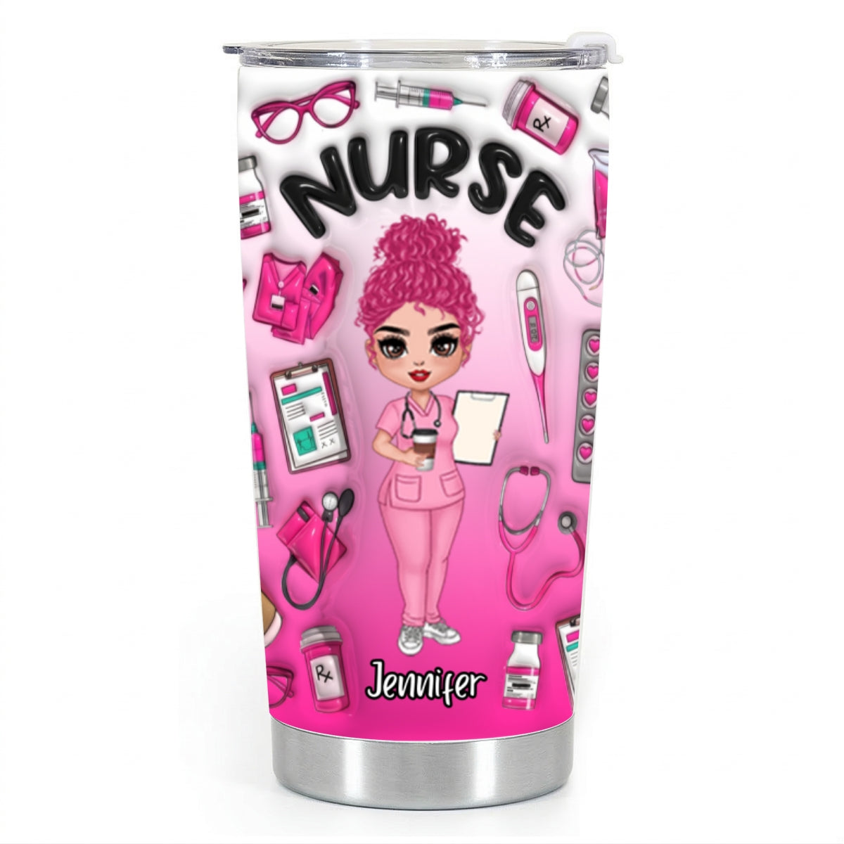 Custom Nurse Tumbler With Background Color
