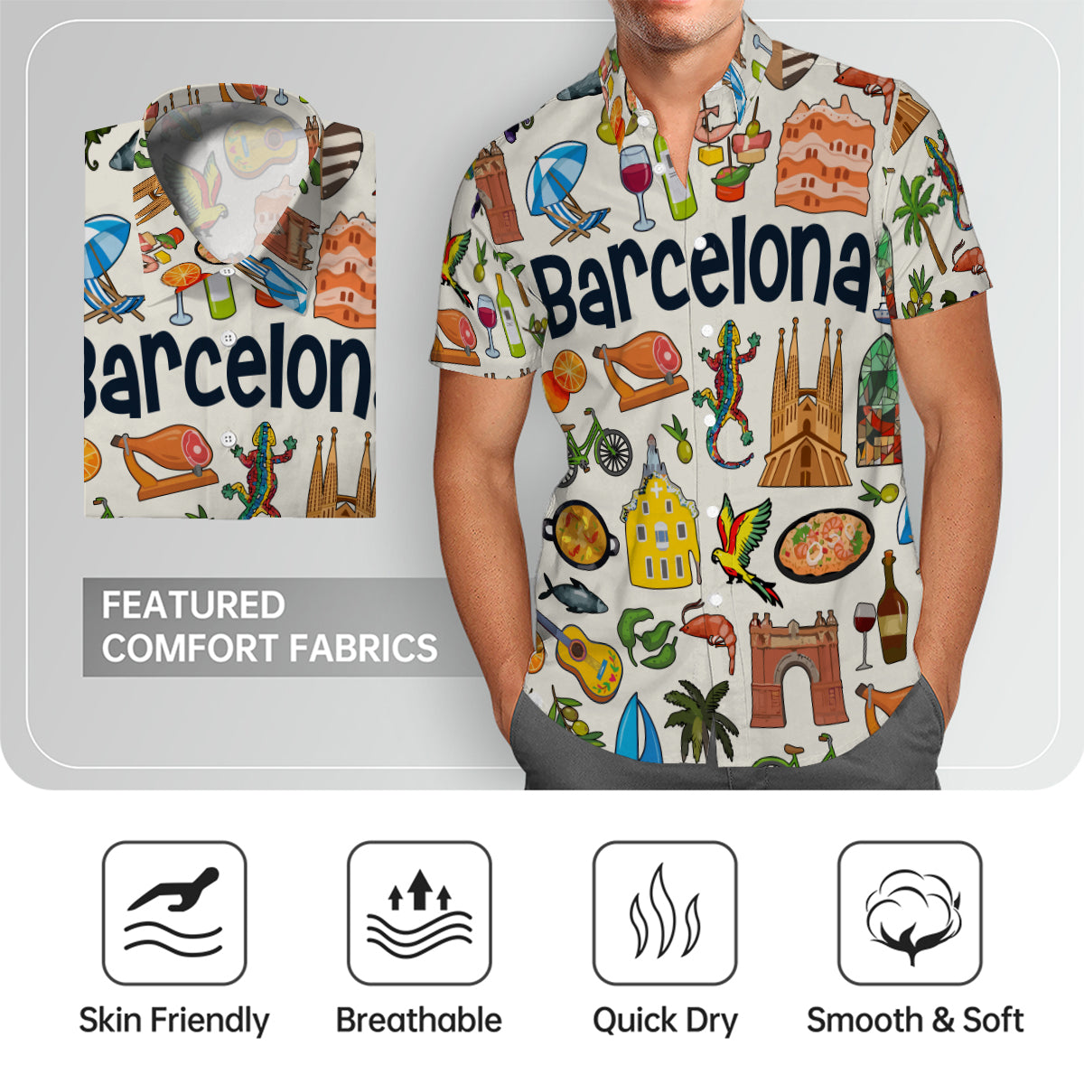 Barcelona Hawaiian Shirt For Vacation And Travel Lovers