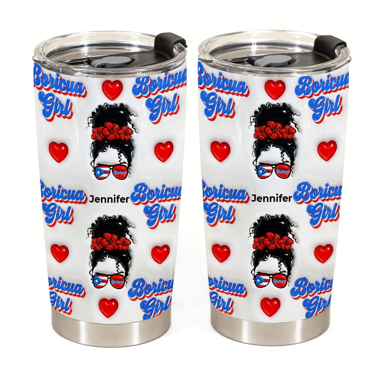 Custom Funny Puerto Rico Boricua Girl Symbols Tumbler