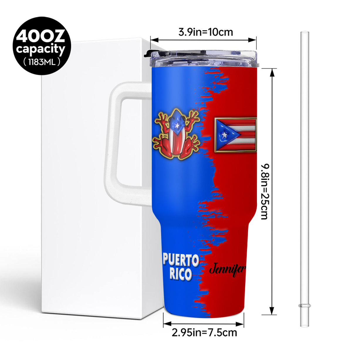 Custom Puerto Rican Pride 40oz Tumbler With Your Name