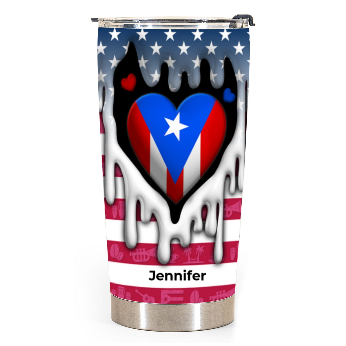 Custom Puerto Rico Tumbler With Puerto Rico Heart