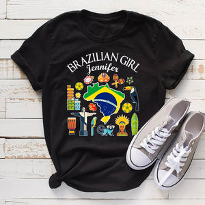 Customized Brazilian Girl T-shirt With Symbols And Name