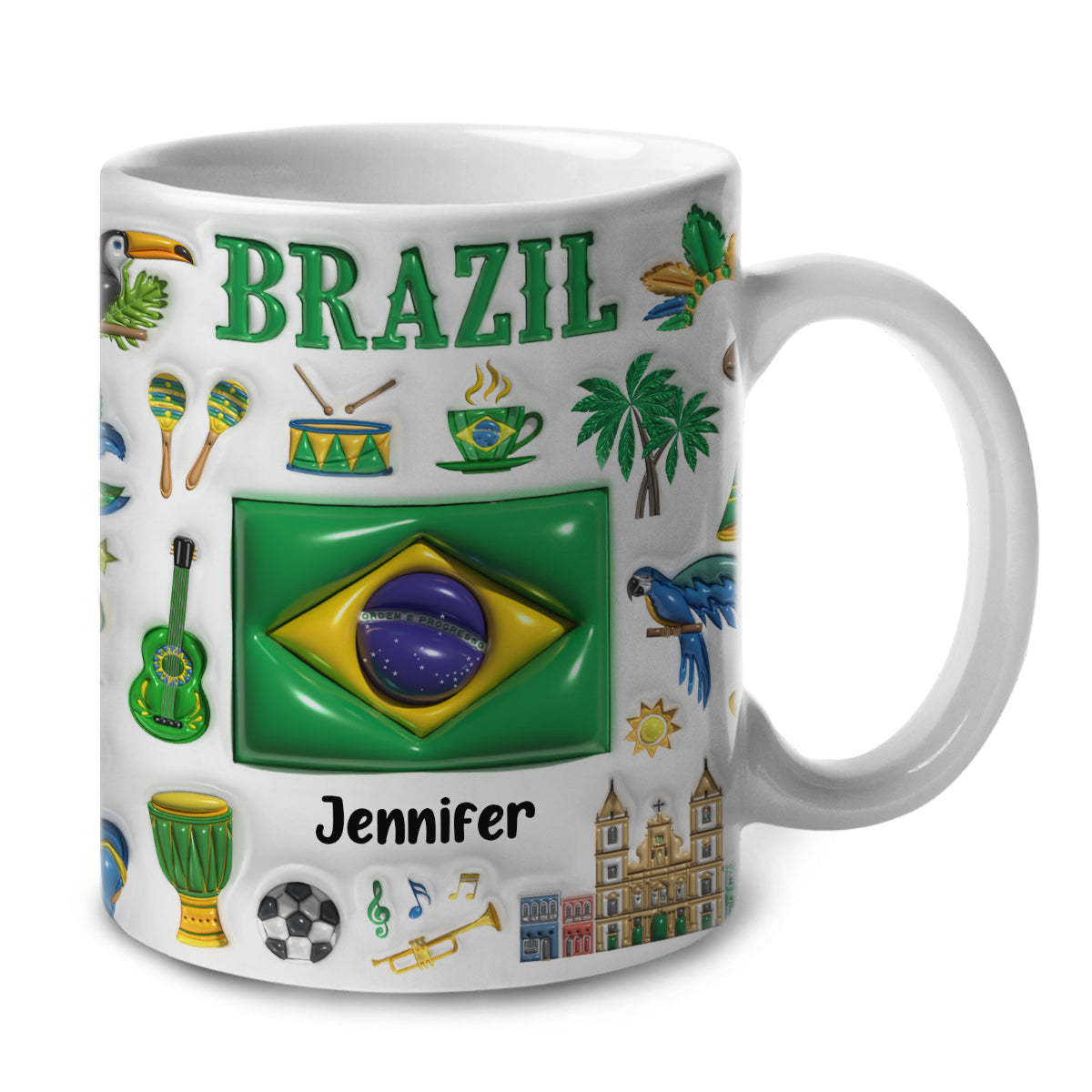 Custom Brazil Coffee Mug Cup With Your Name