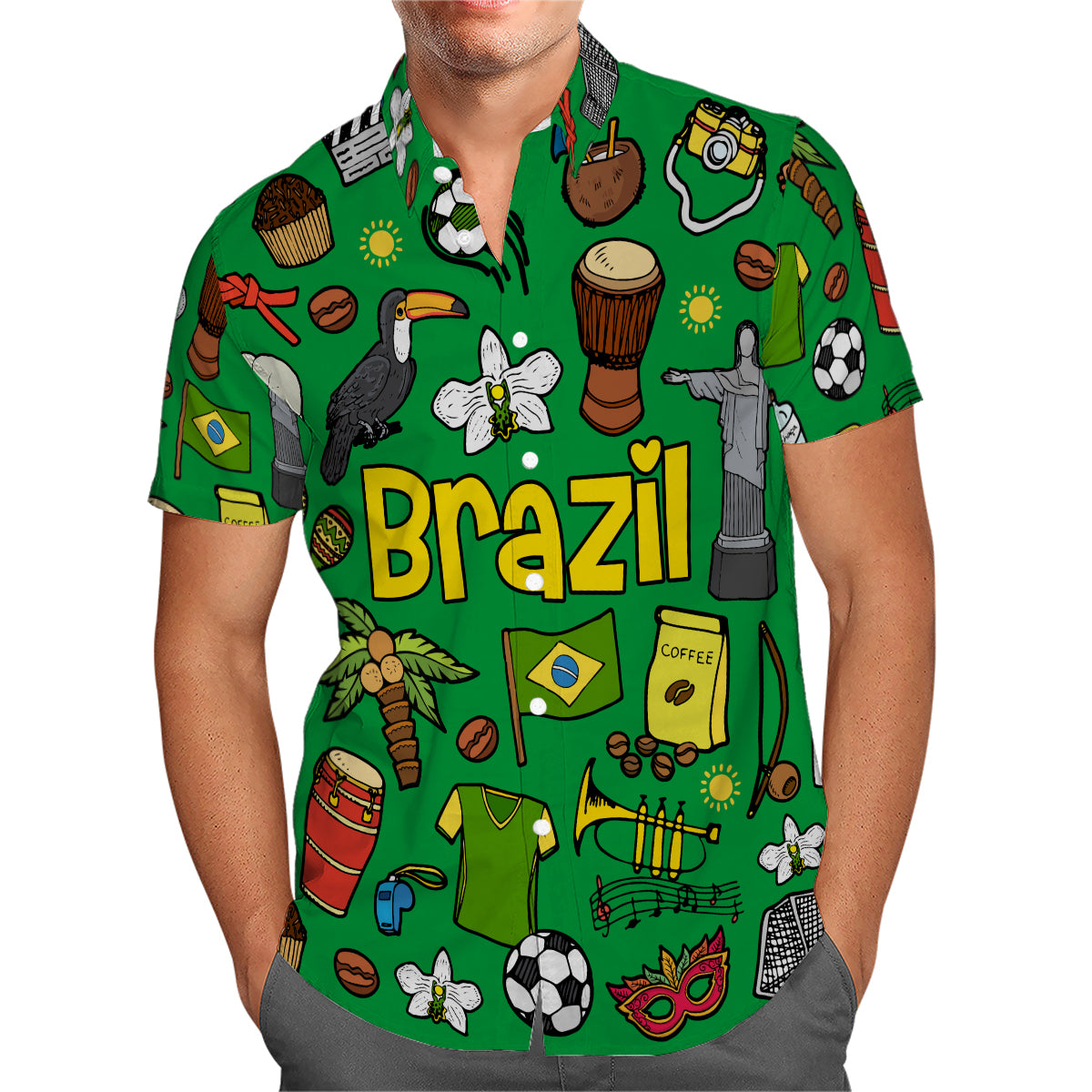 Brazil Hawaiian Shirt With Color Background