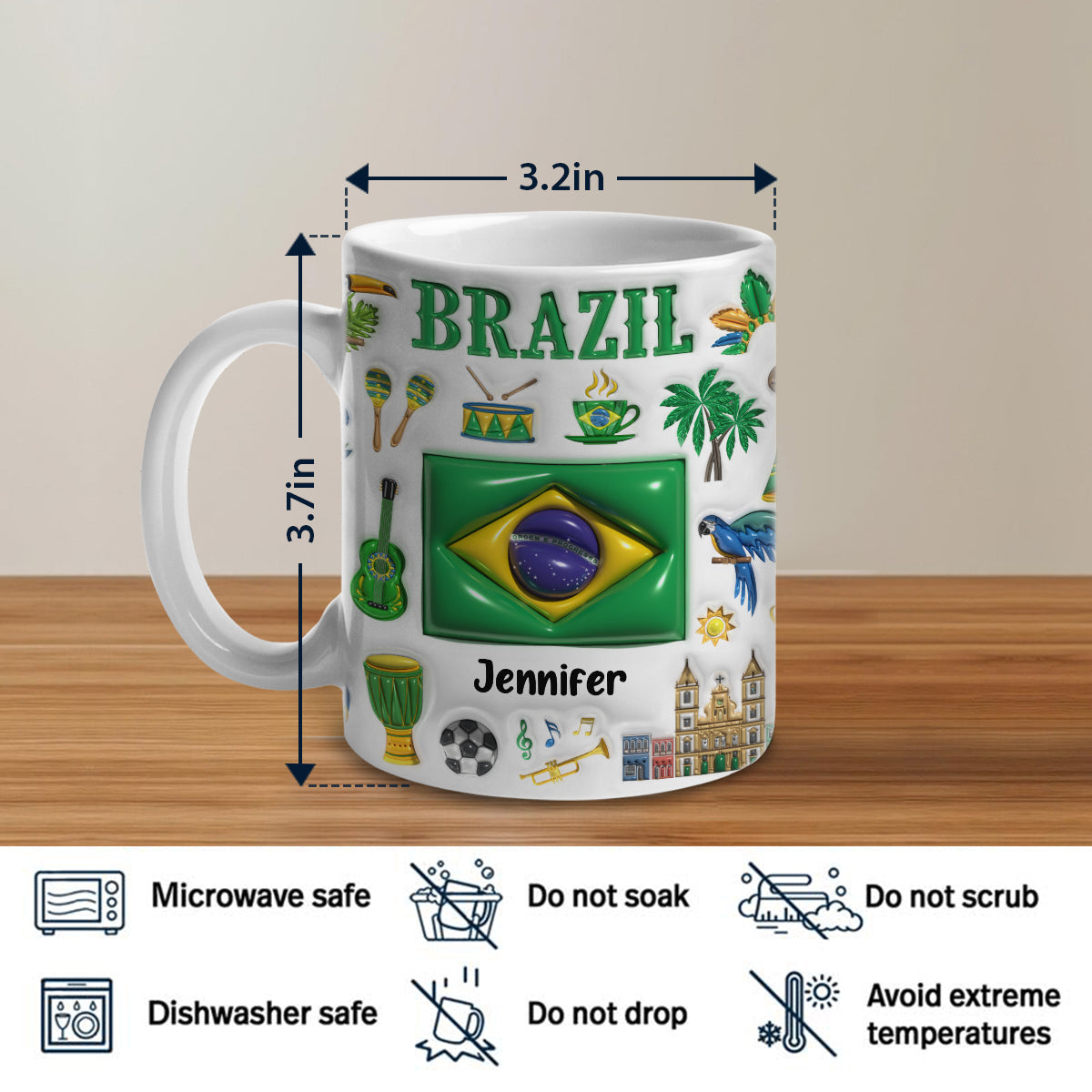 Custom Brazil Coffee Mug Cup With Your Name