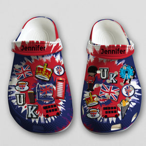 UK British Personalized Clogs Shoes With Symbols Tie Dye