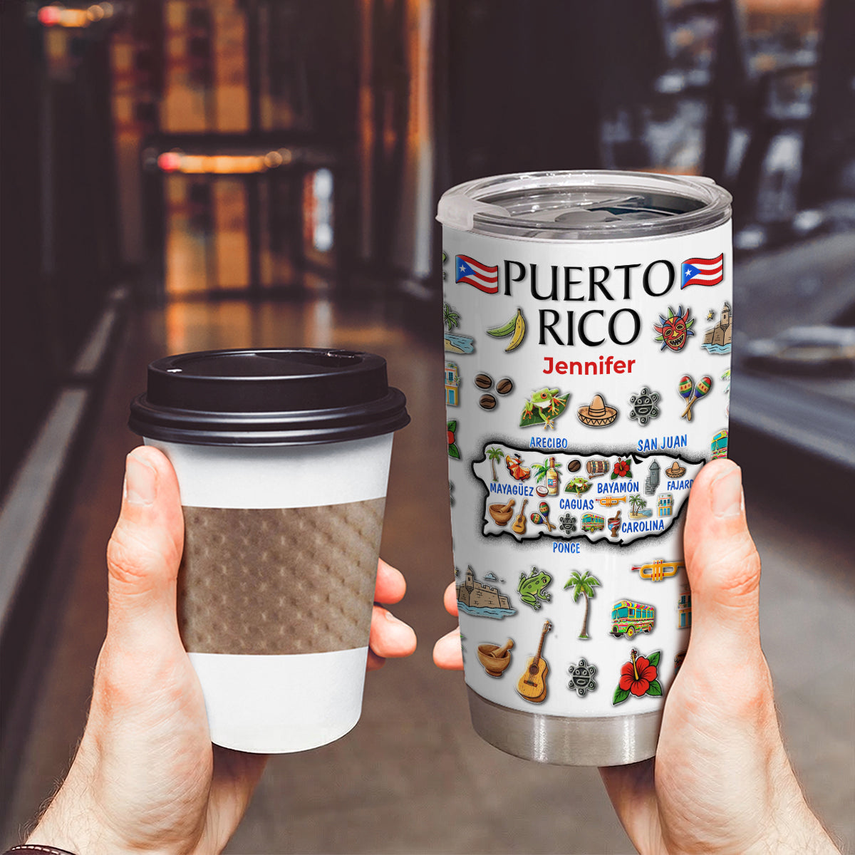 Custom Puerto Rico Map Tumbler With Your Name