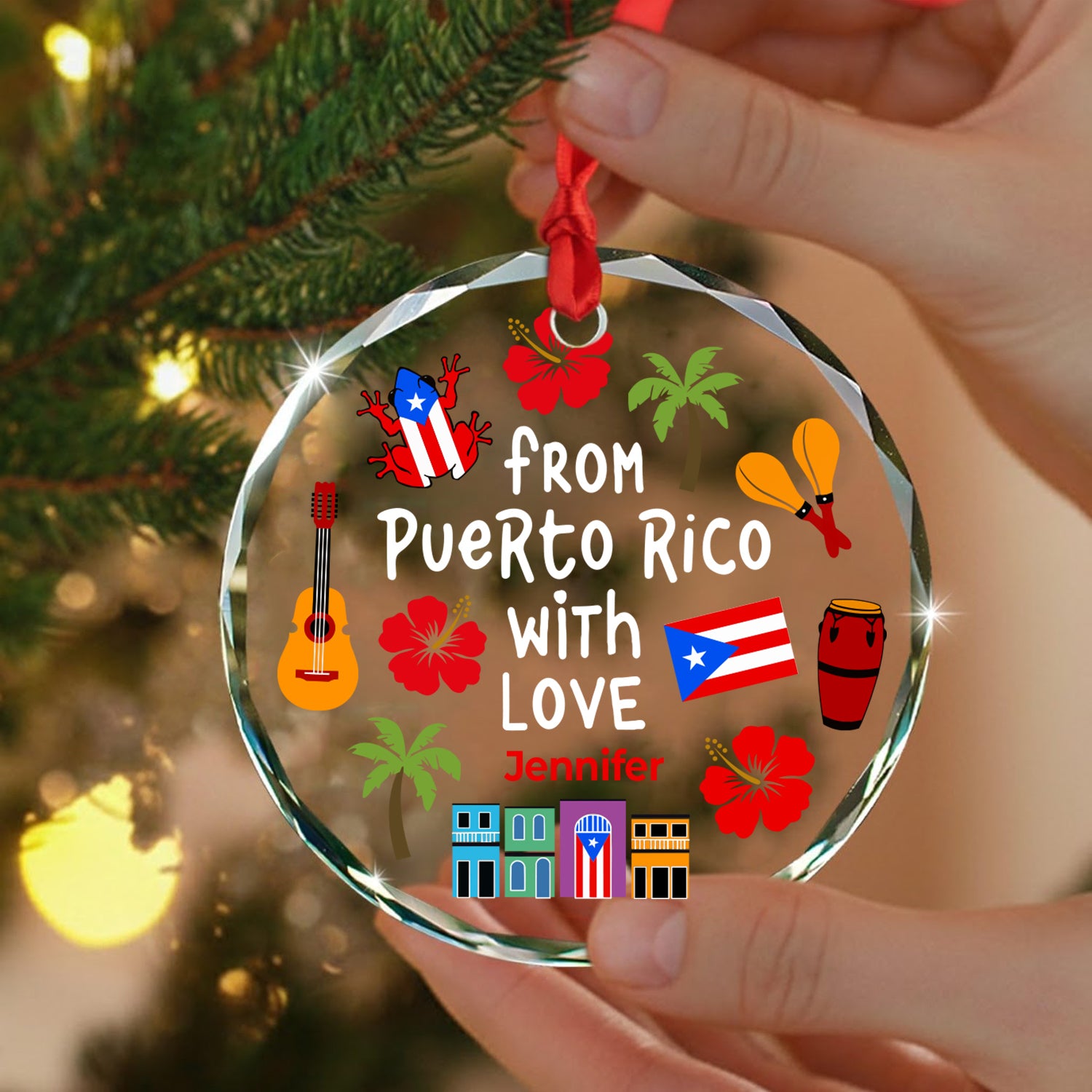 Custom From Puerto Rico With Love Glass Ornament