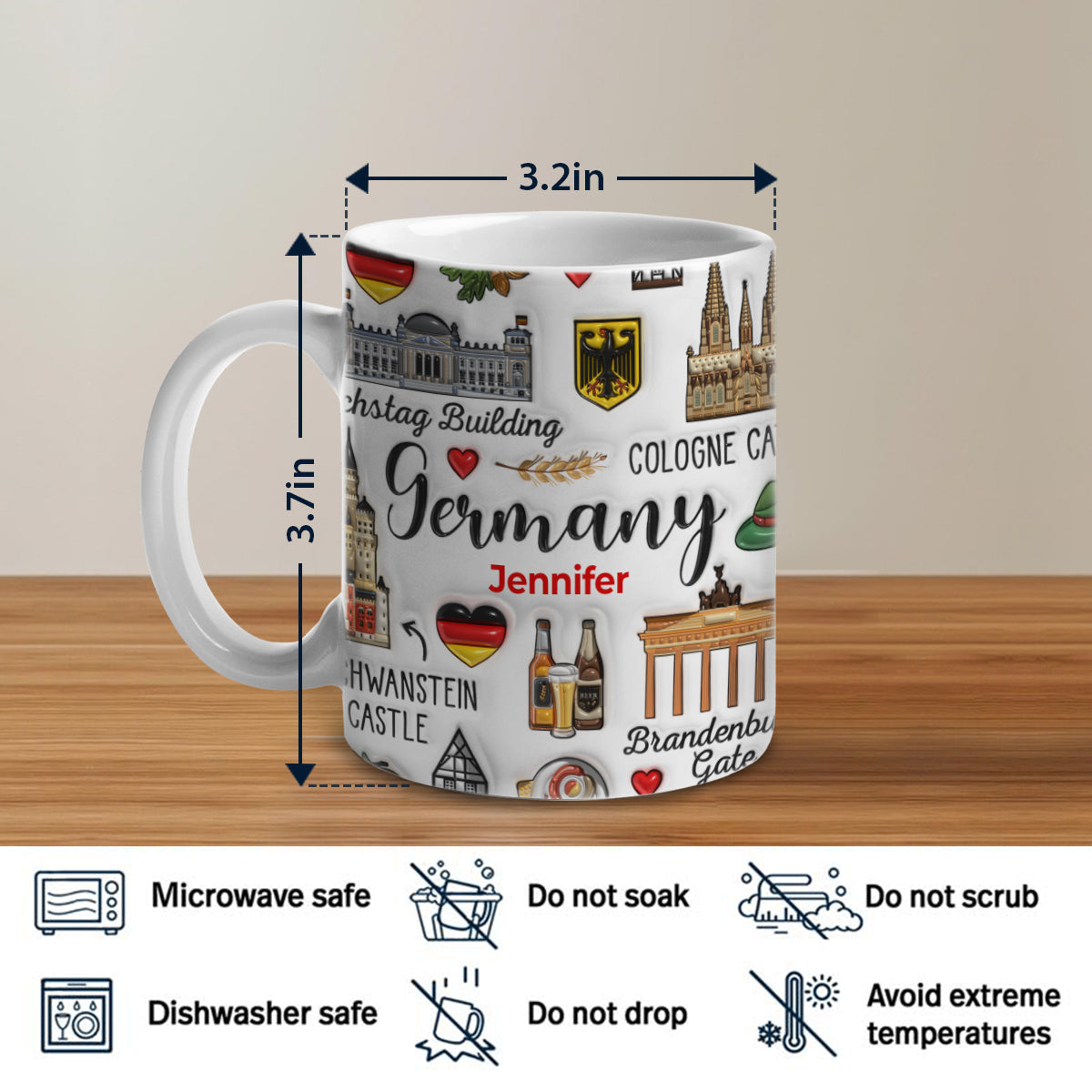 Custom Germany Coffee Mug Cup With Symbols
