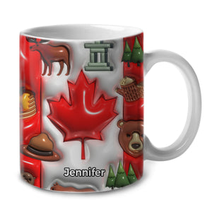 Canada Flag Coffee Mug Cup With Custom Your Name