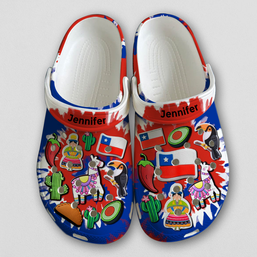 Chile Personalized Clogs Shoes With Symbols Tie Dye