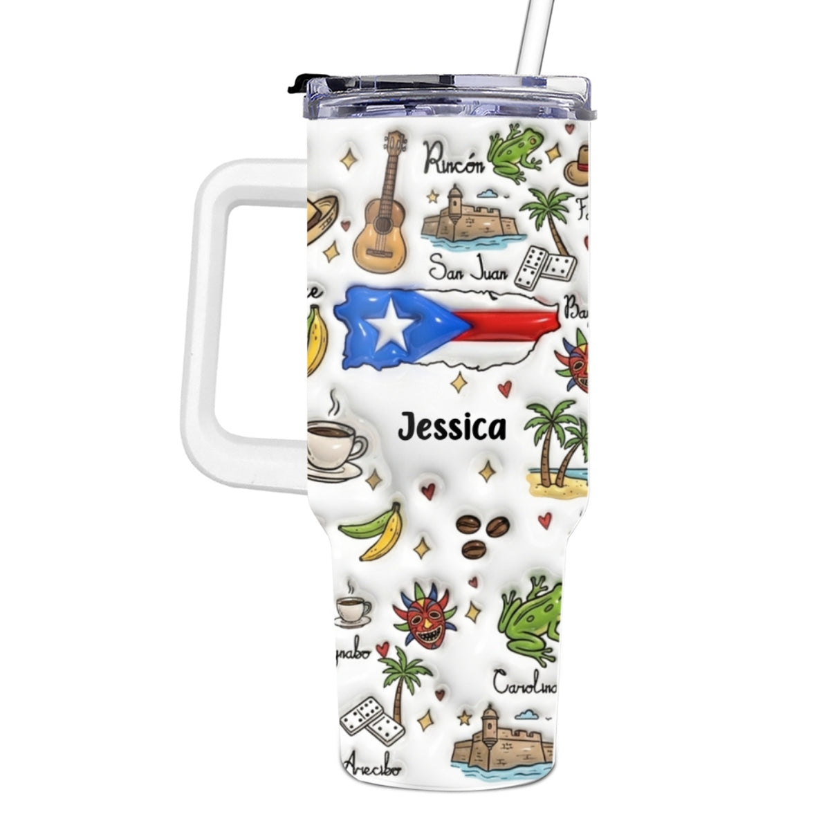 Custom Puerto Rico 40oz Tumbler With Your Name