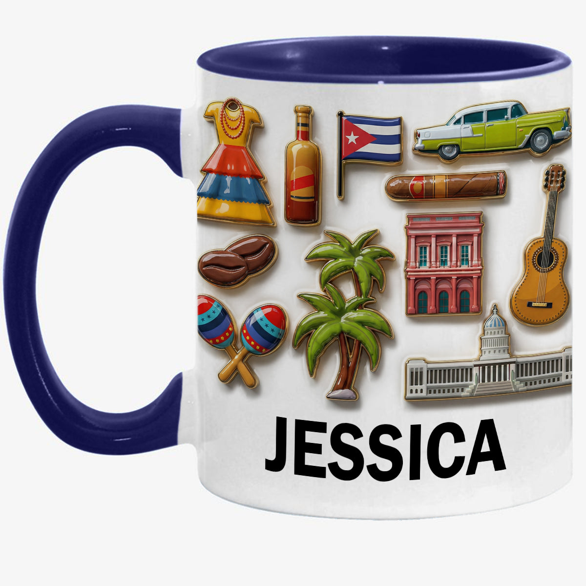 Cuba Culture 2D Printed Coffee Mug Cup Personalized With Name