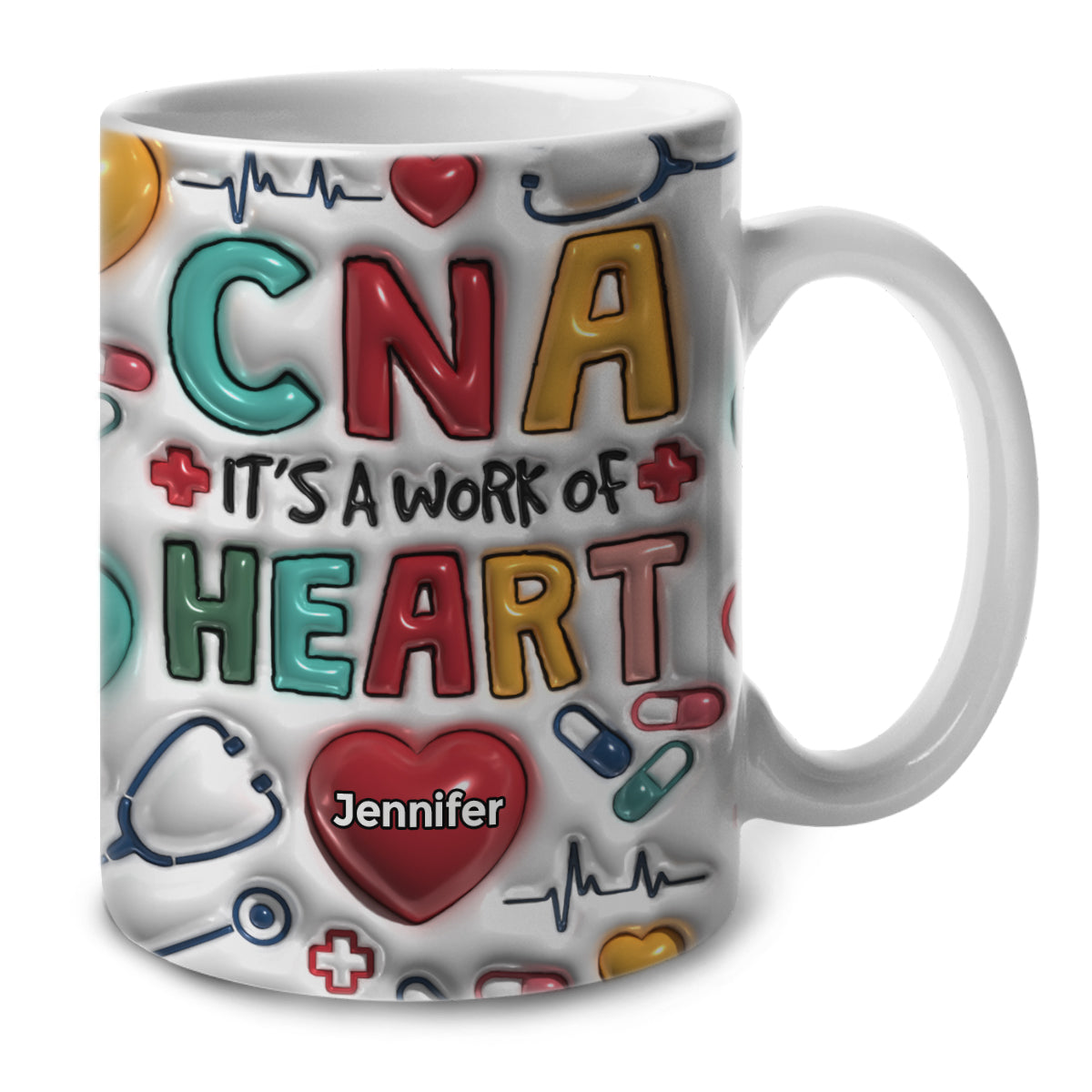 CNA It's A Work Of Heart Coffee Mug Cup With Custom Your Name