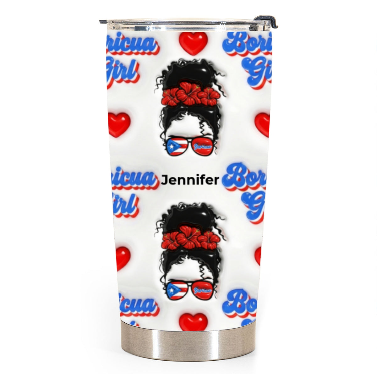 Custom Funny Puerto Rico Boricua Girl Symbols Tumbler
