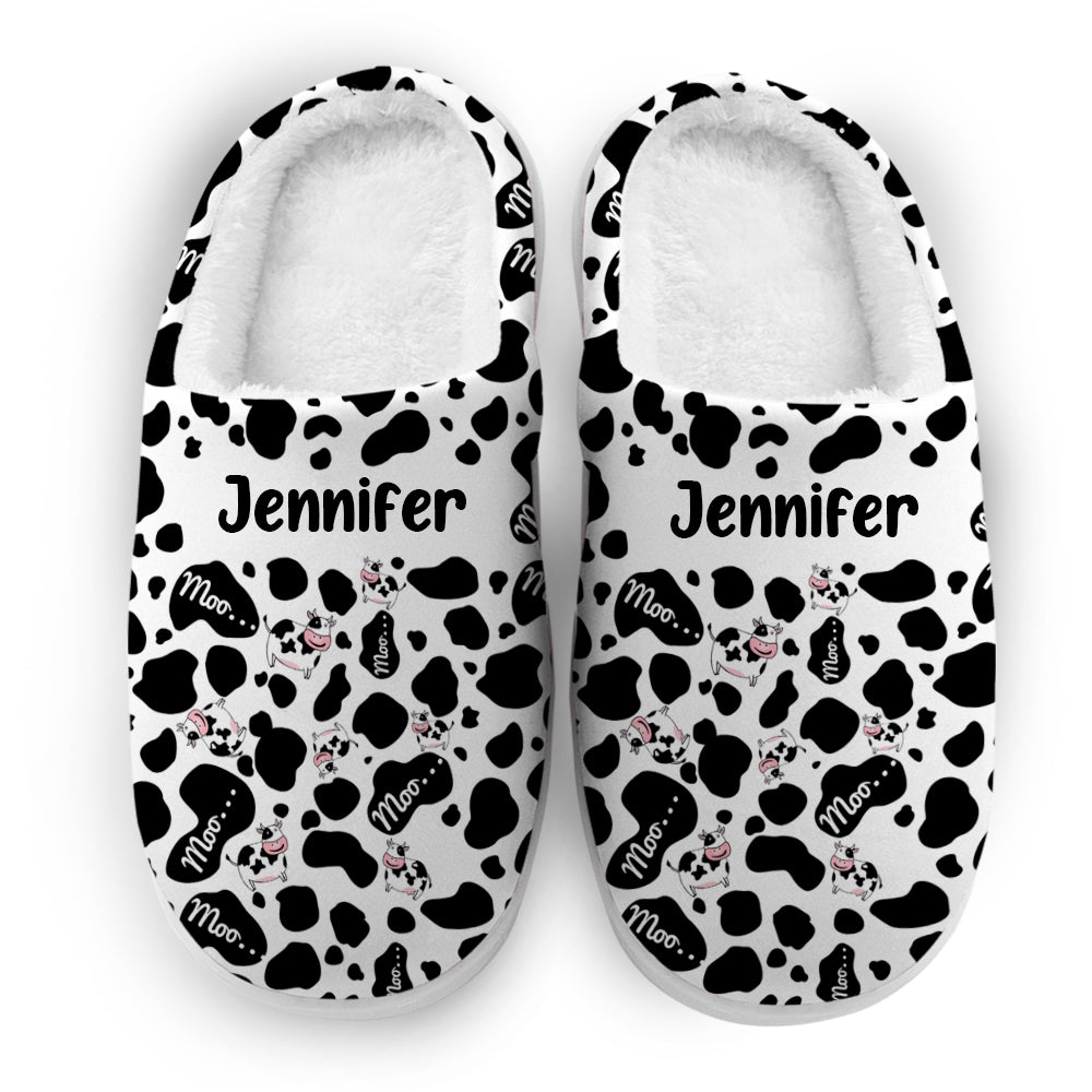 Customize Cow Moo In Pattern Slippers For Cow Lovers