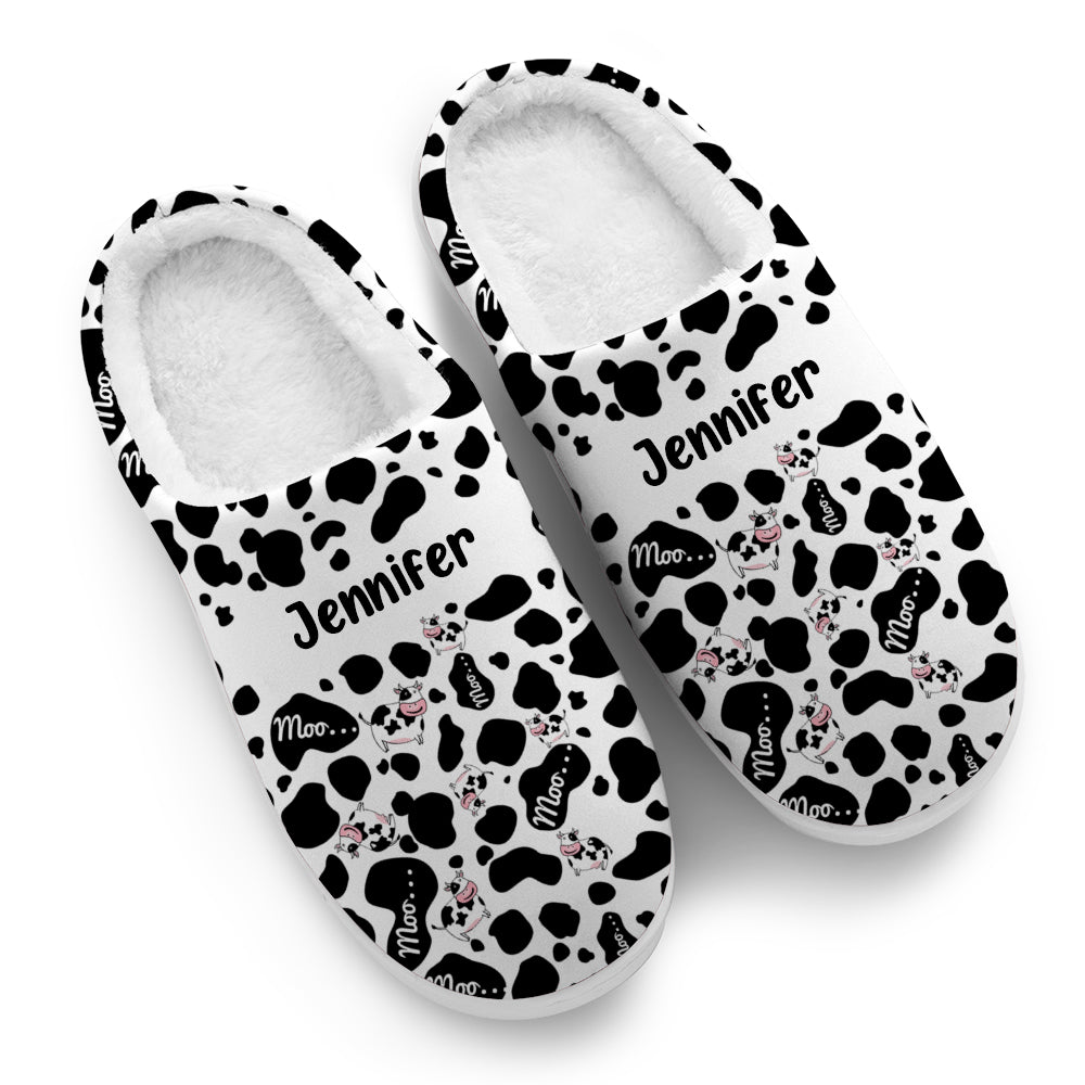 Customize Cow Moo In Pattern Slippers For Cow Lovers