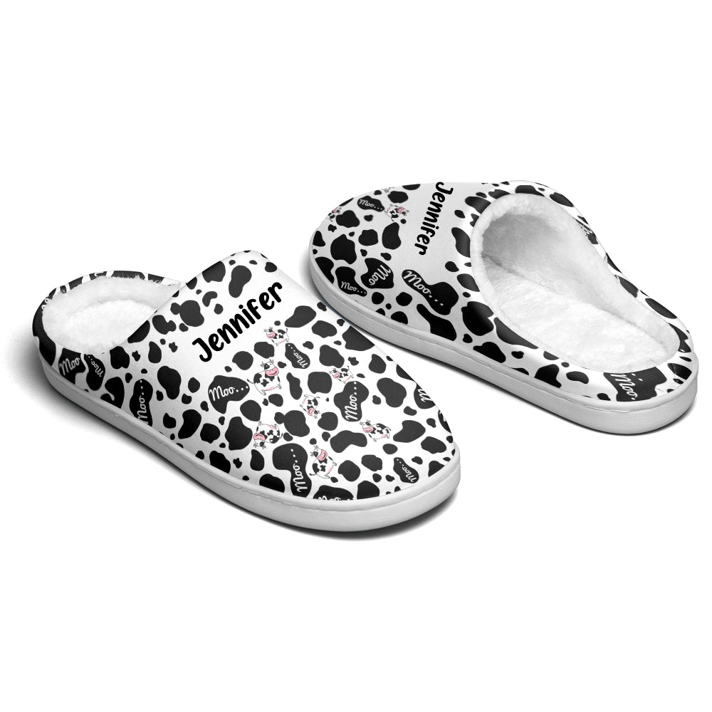 Customize Cow Moo In Pattern Slippers For Cow Lovers