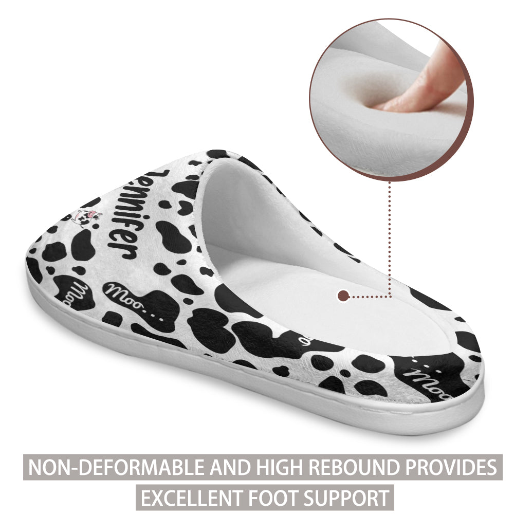 Customize Cow Moo In Pattern Slippers For Cow Lovers