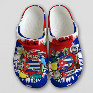 Cuba Personalized Clogs Shoes With Symbols Tie Dye