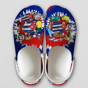 Cuba Personalized Clogs Shoes With Symbols Tie Dye