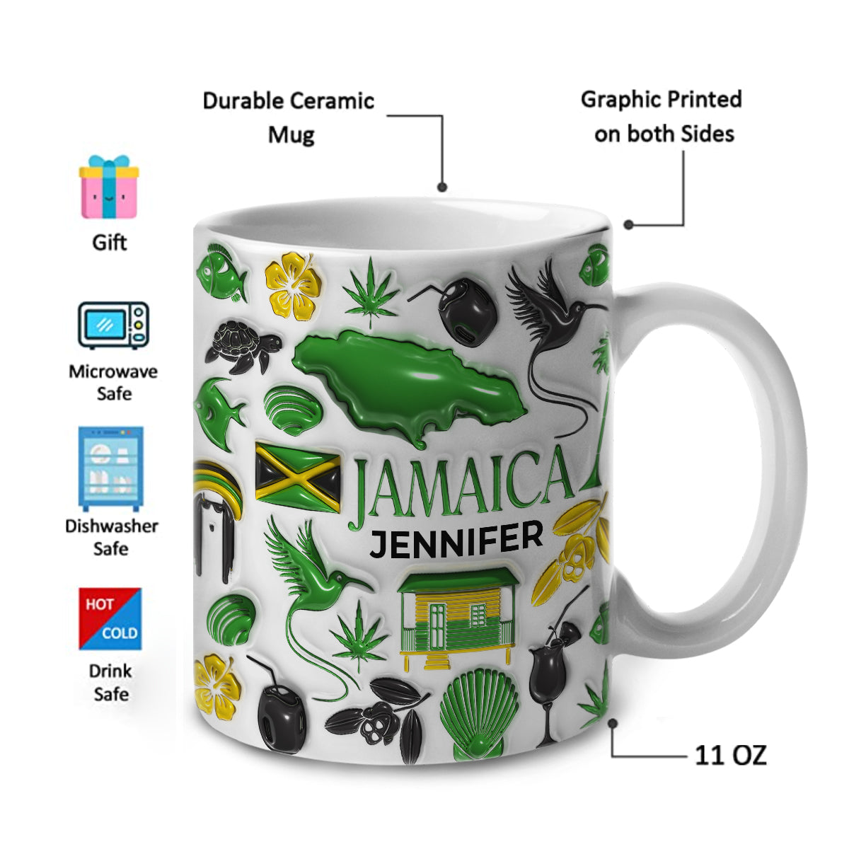 Custom Jamaica Colorful Flag Mug