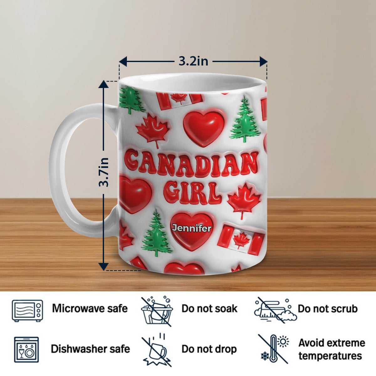 Canada Canadian Girl Coffee Mug Cup With Custom Your Name