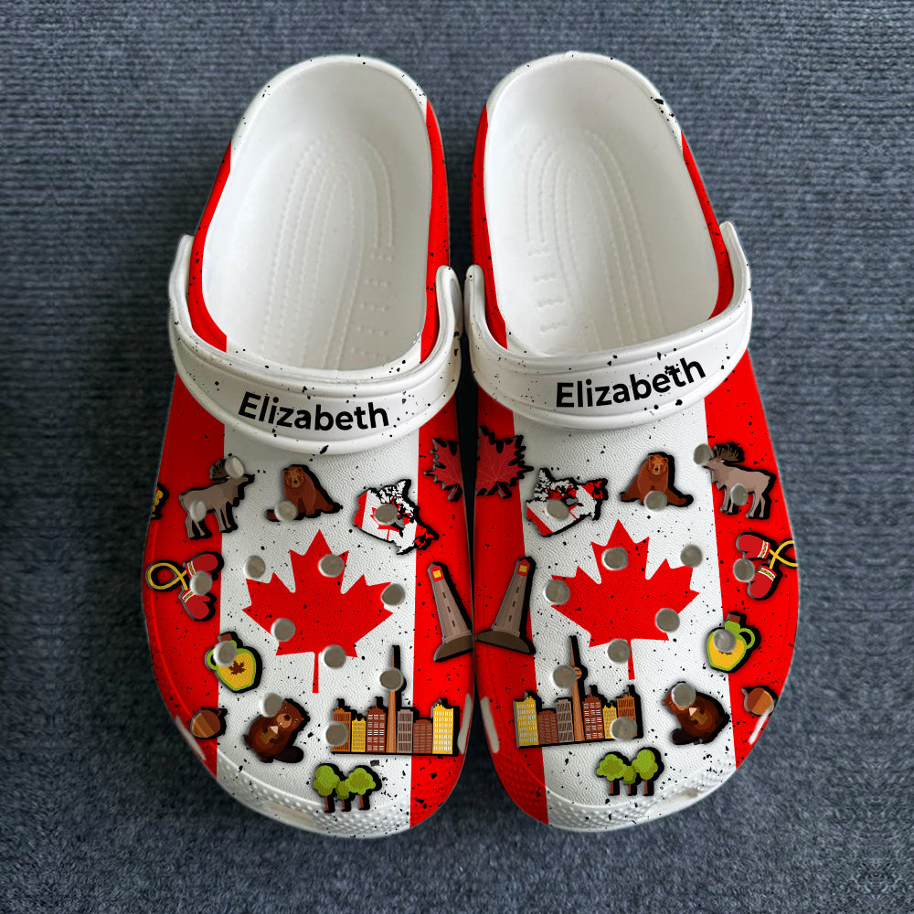 Canada Flag Symbols Personalized Clogs Shoes