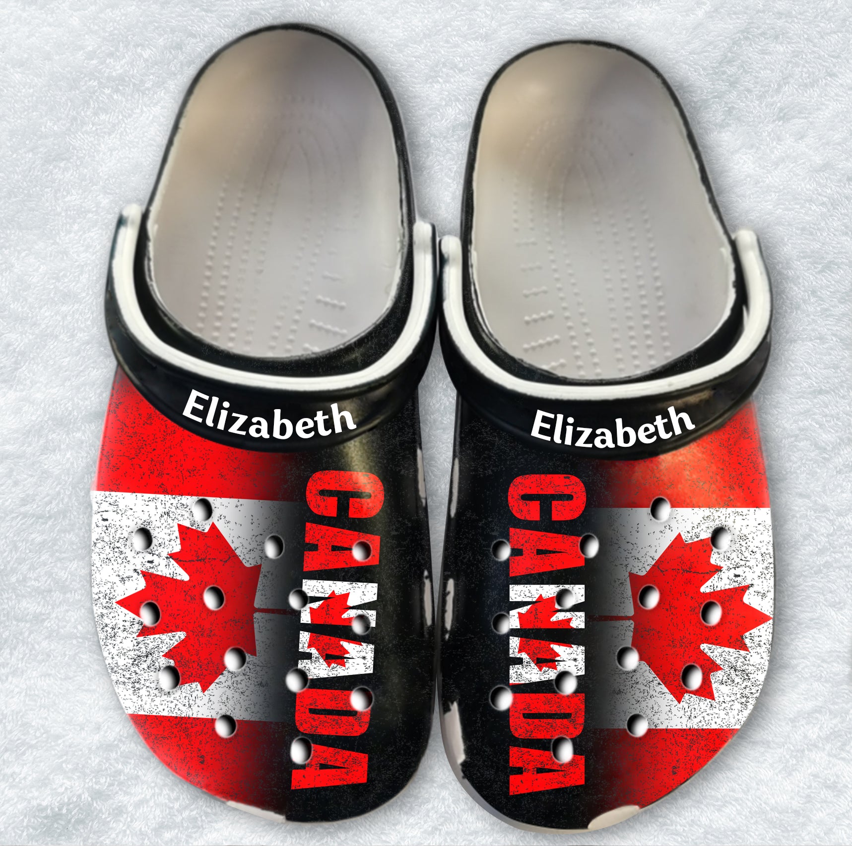 Canada Personalized Clogs Shoes With A Half Flag