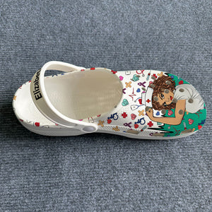 Caregiving Is A Work Of Heart Custom Caregiver Clogs Shoes