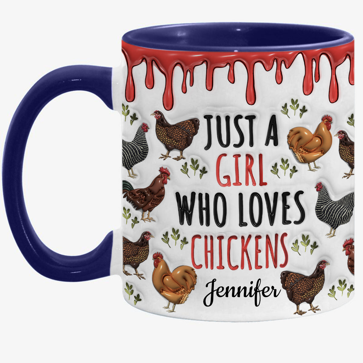 Personalized Just A Girl Who Loves Chickens Accent Coffee Mug Cup