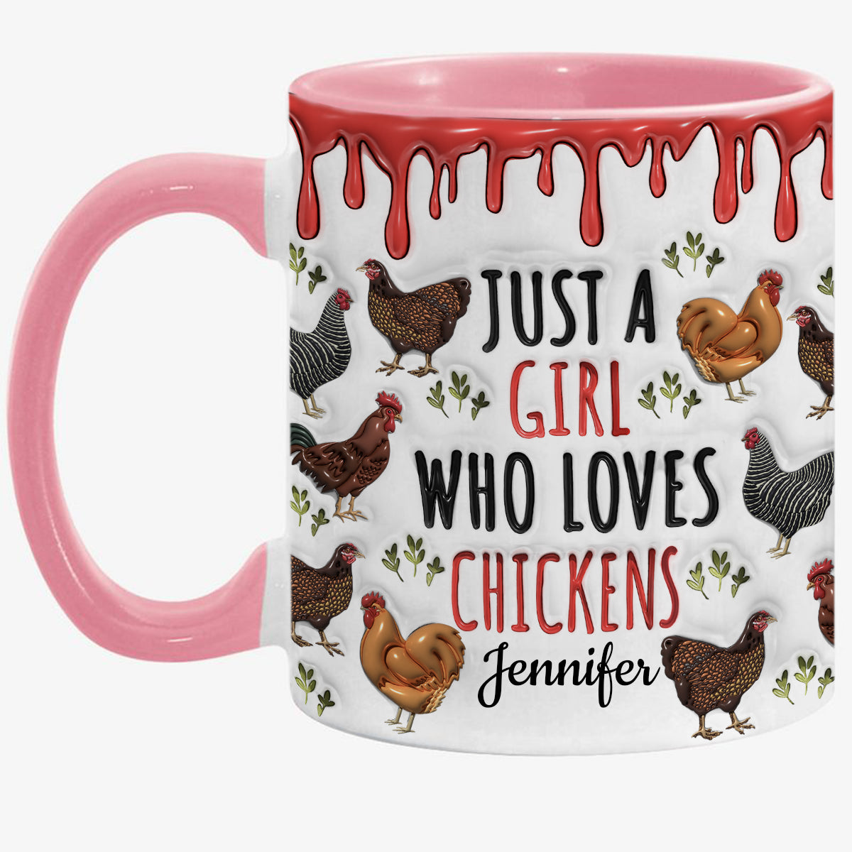 Personalized Just A Girl Who Loves Chickens Accent Coffee Mug Cup