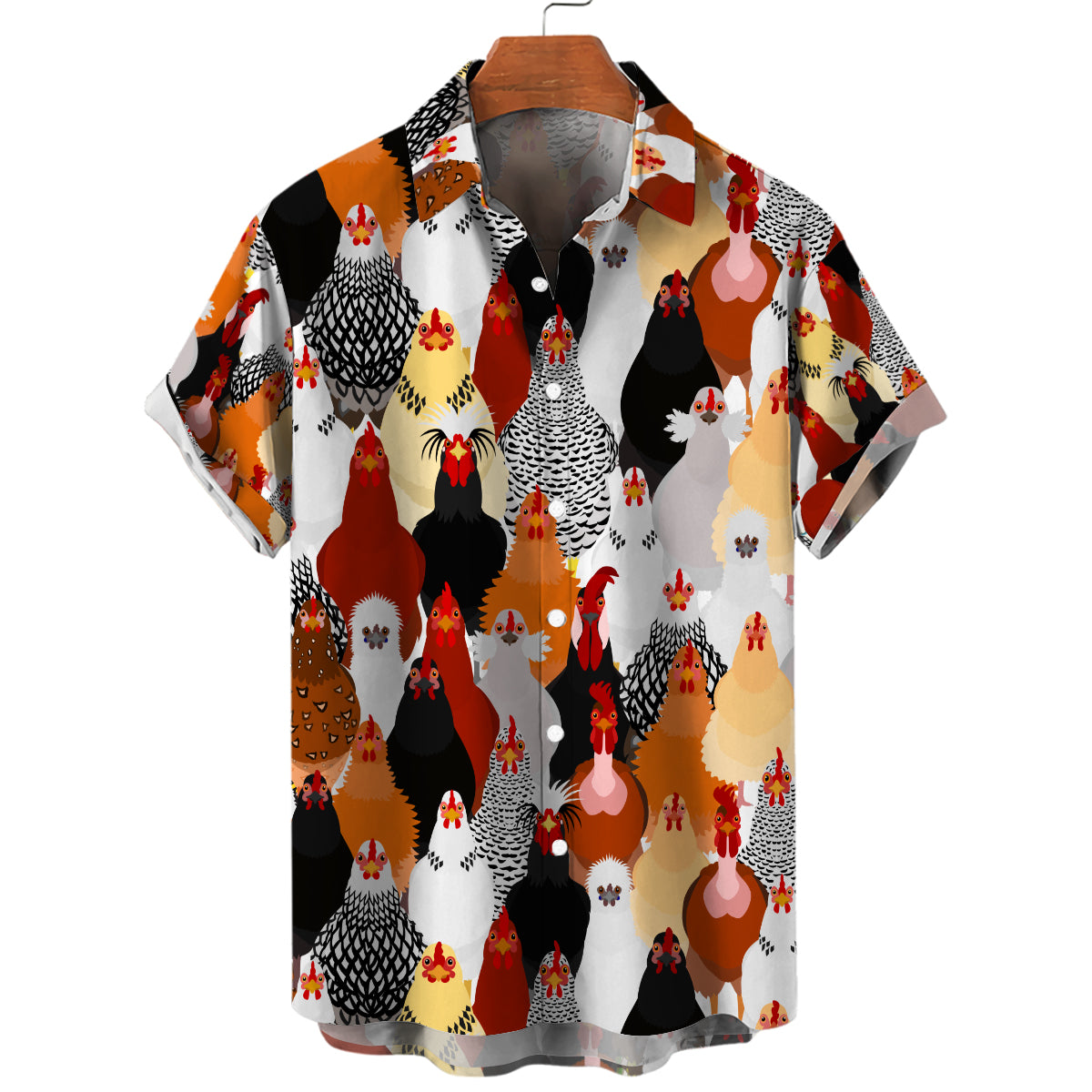 Chicken Hawaiian Shirt With Many Chickens Around