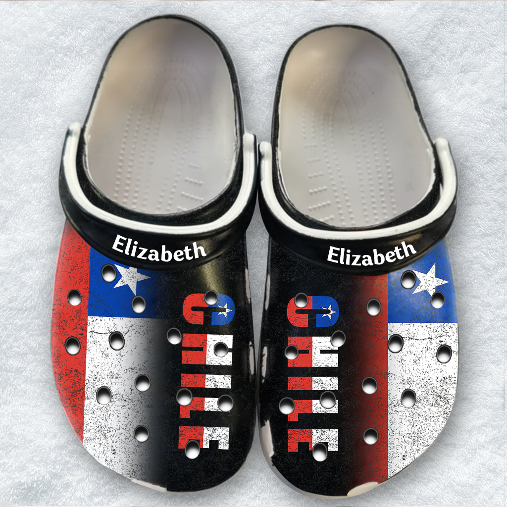 Chile Personalized Clogs Shoes With A Half Flag