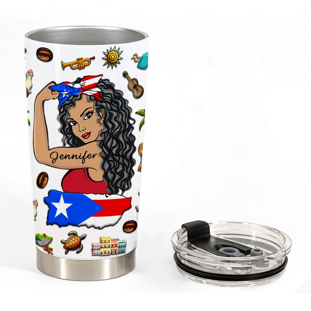 Custom Proud Boricua Puerto Rican Girl Tumbler And Your Name