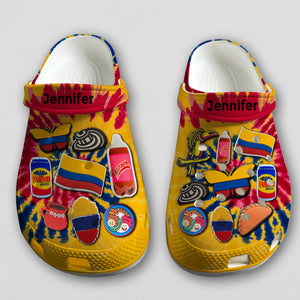 Colombia Personalized Clogs Shoes With Symbols Tie Dye