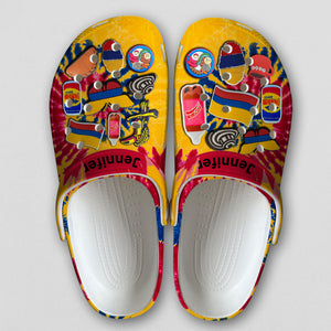 Colombia Personalized Clogs Shoes With Symbols Tie Dye