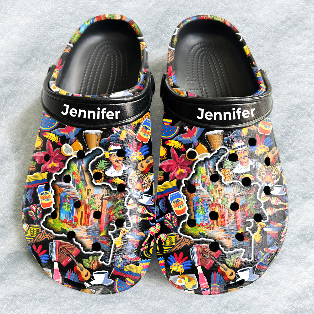 Colombia Personalized Clogs Shoes With Colombia Map And Symbols