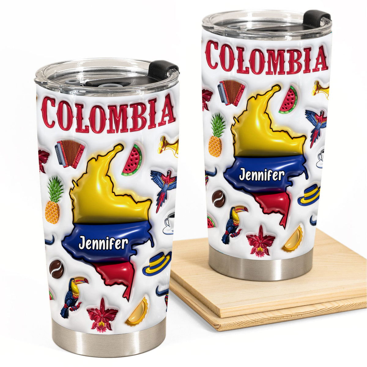Custom Colombia Tumbler Cup With Your Name