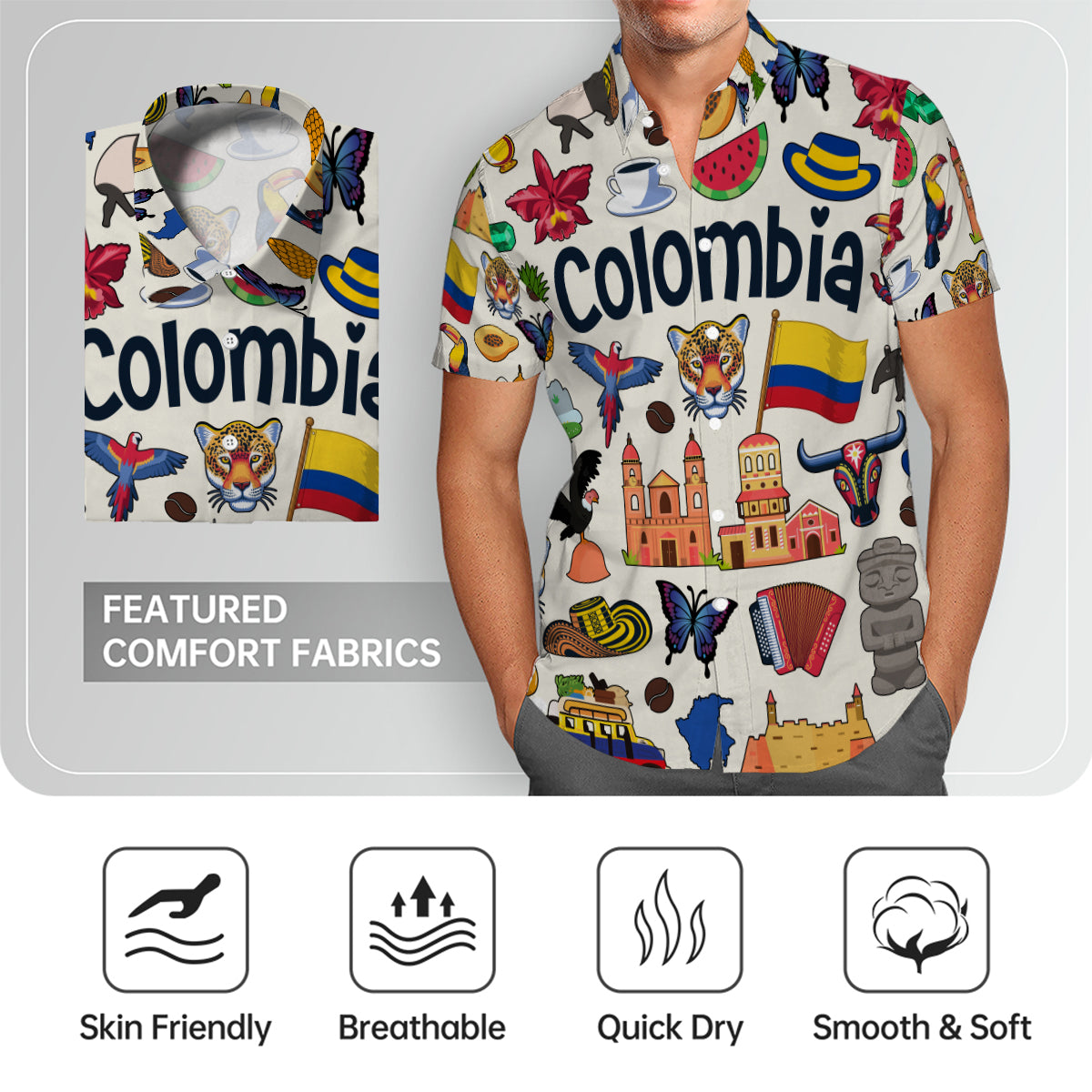 Colombia Hawaiian Shirt For Vacation And Travel Lovers