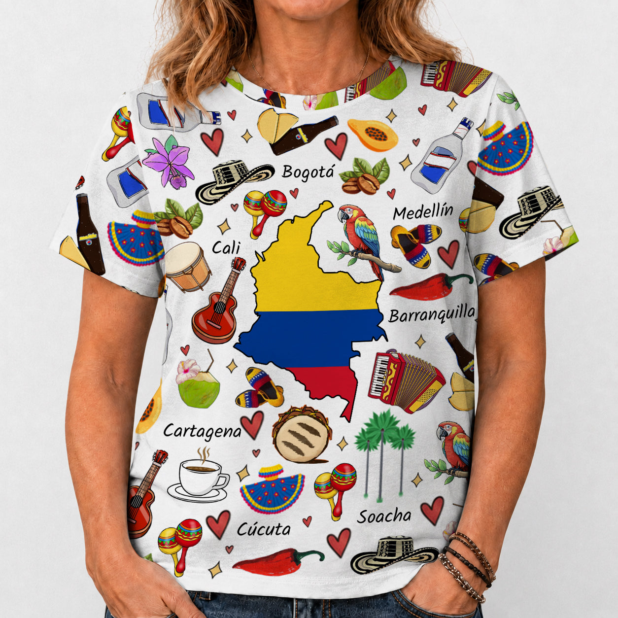 Colombia T-shirt With Cultural Doodle Icon