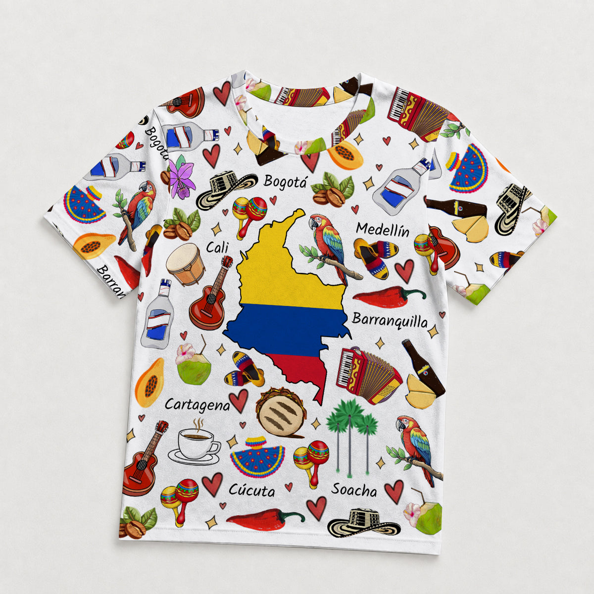 Colombia T-shirt With Cultural Doodle Icon