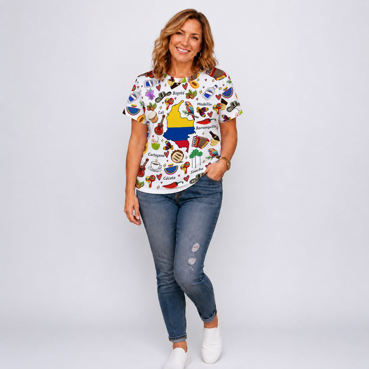 Colombia T-shirt With Cultural Doodle Icon