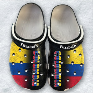 Colombia Personalized Clogs Shoes With A Half Flag