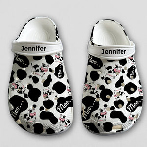 Cow Moo In Pattern Personalized Clogs Shoes
