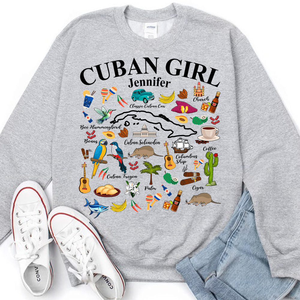 Custom Cuban Girl Sweatshirt With Your Name
