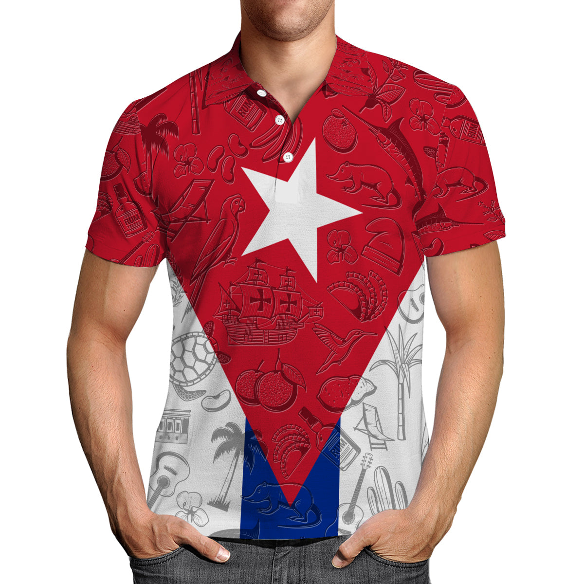 Cuba Polo Shirt With Cultural Flag