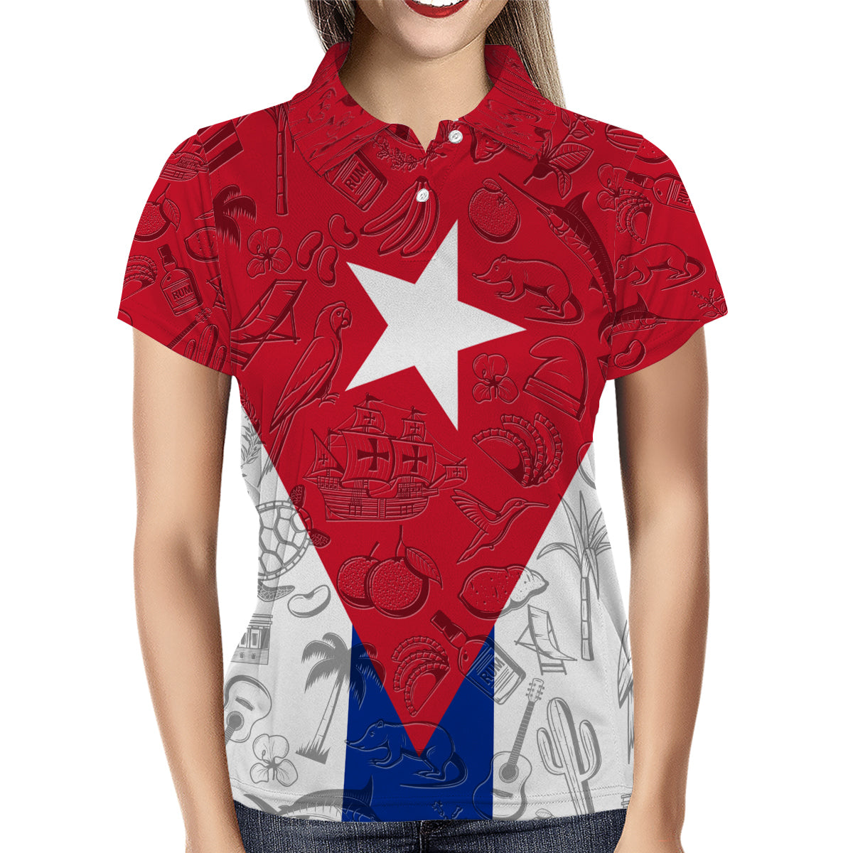 Cuba Polo Shirt With Cultural Flag